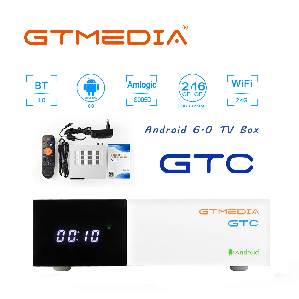 Freesat/GTmedia GTC спутниковый ресивер DVB-S2/T2/кабель ISDBT android 6 0 2 Гб 16 Поддержка Bluetooth
