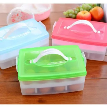 

Double-Layer Egg Storage Box Plastic Refrigerator Egg Tray Container Portable Refrigerator Crisper Organizer For Home Kitchen