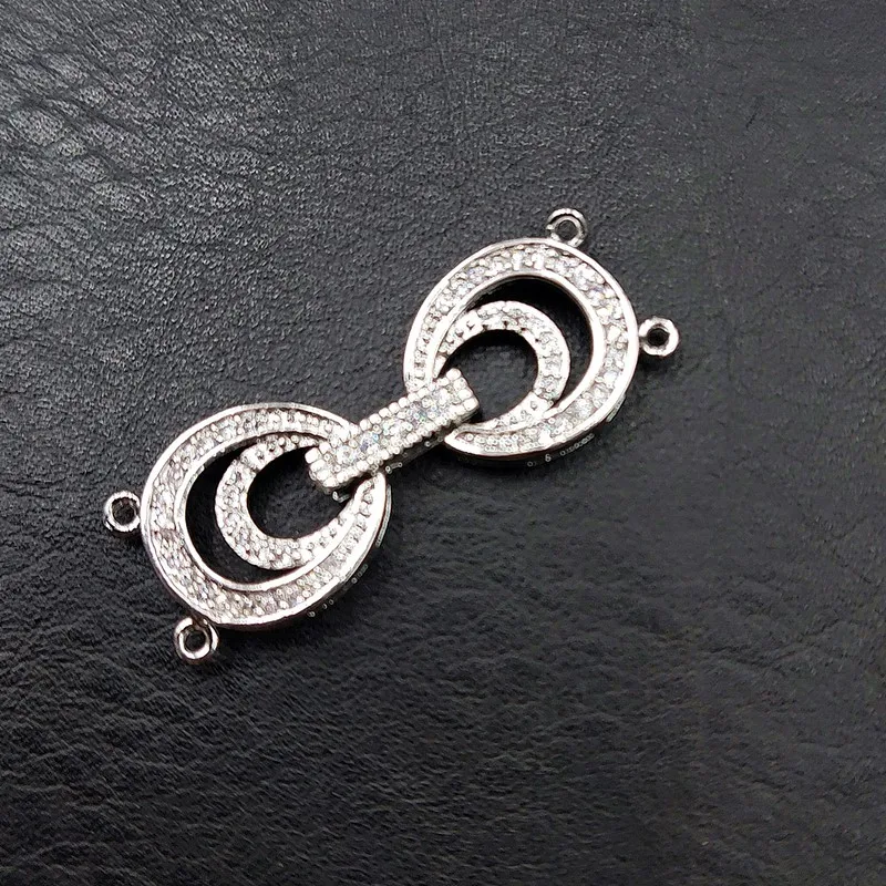Two Rows 12x35mm Paved CZ Beads Double Round Shape Necklace Clasps Jewelry Findings 5pc per Lot | Украшения и аксессуары