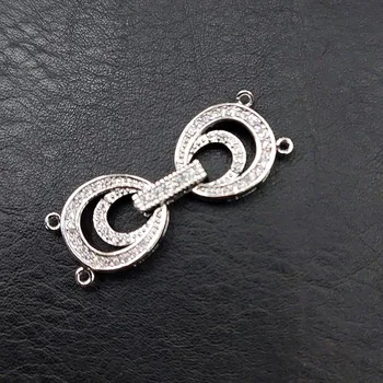 

Two Rows 12x35mm Paved CZ Beads Double Round Shape Necklace Clasps Jewelry Findings 5pc per Lot