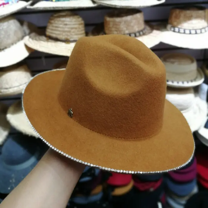 01911-baoliu-chain Good quality wool lady fedoras cap women panama jazz hat