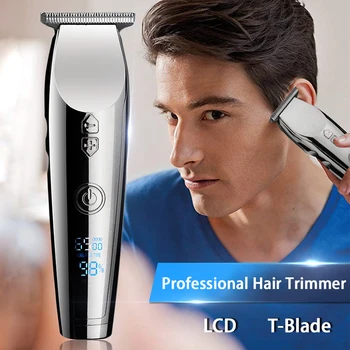 

Professional Hair Trimmer LCD Display Screen Hair Clippers For Men Children Barber Steel T-Blade Clippers Baldhead Styling Tools