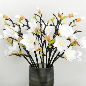 

1pcs 53cm Home Decoration Fake Flower Magnolia Wedding Decor Potted Plant Ornaments Artificial Flower Magnolia Flower Bouquet