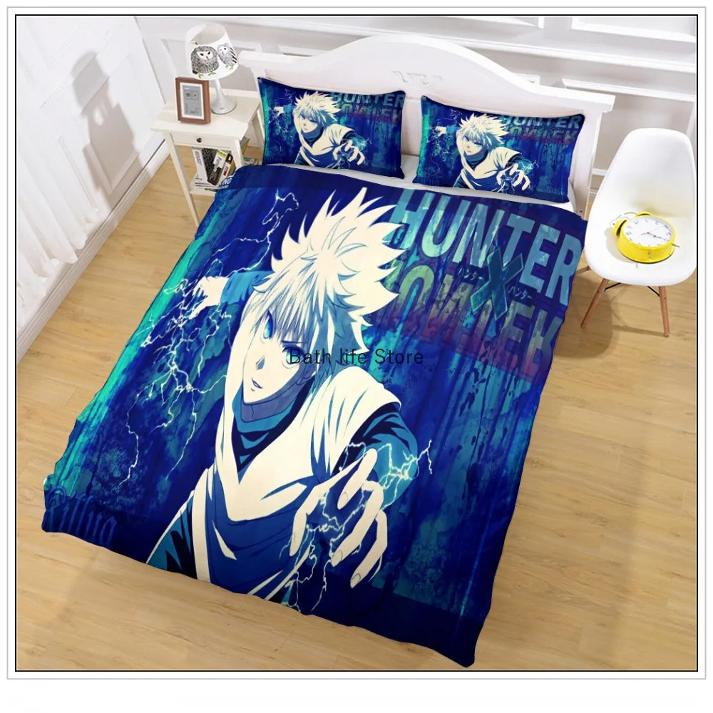 3D Print Anime Hunter X Hunter Bedding Set Hisoka Killua Zoldyck Character Cartoon Duvet Cover Set 2/3 Pcs Gift For Kids Boys 5