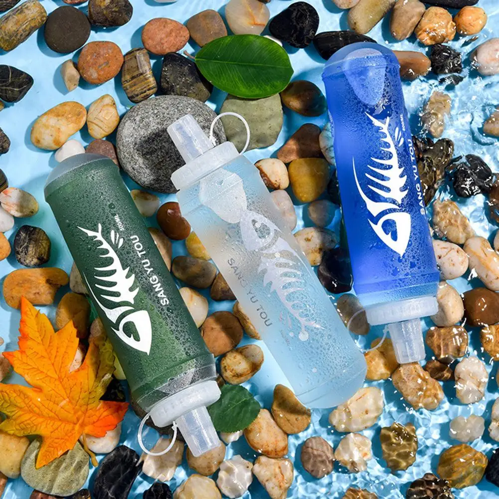500ml Foldable Silicone Soft Flask Collapsible Water Bottle TPU Free for Outdoor Sport Running Hiking Hydration Pack