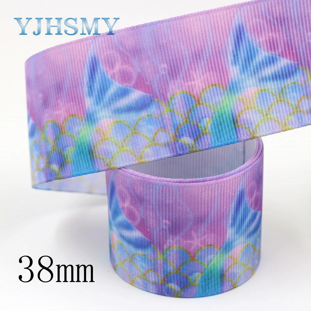 YJHSMY I 19809 1862 38 мм 10 ярдов мультфильм термопечать ленты grosgrain Бант колпачок DIY