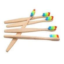 4 шт бамбуковая зубная щетка Радужная нейлоновая щетина переработанная биоразлагаемая для окружающей среды деревянная Мягкая Щетина зубная щетка