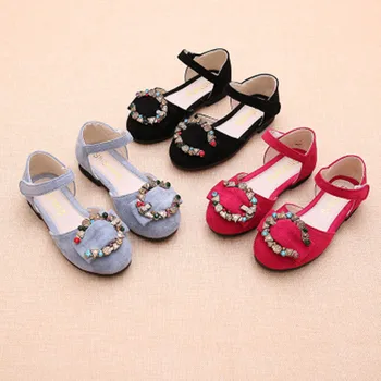 

2020 Summer New Girls Sandals Korean Version Of The Breathable Princess Shoes Children's Soft Bottom Solid Color Half Sandals