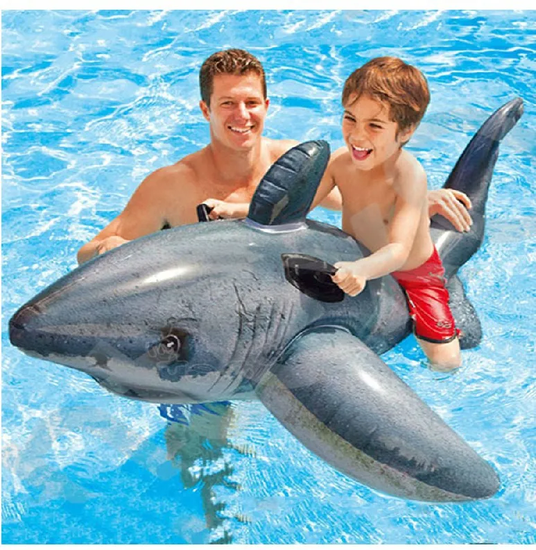 INTEX-57525 большая белая акула езда Дети надувная игрушка вода пляжная игрушка