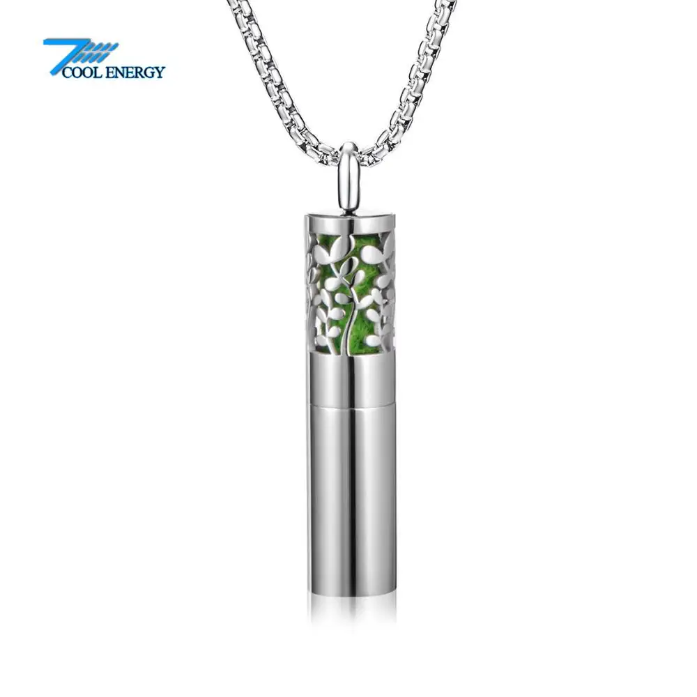 

L316 classic fashion stainless steel aromatherapy pendant ladies cylindrical beautiful personality necklace