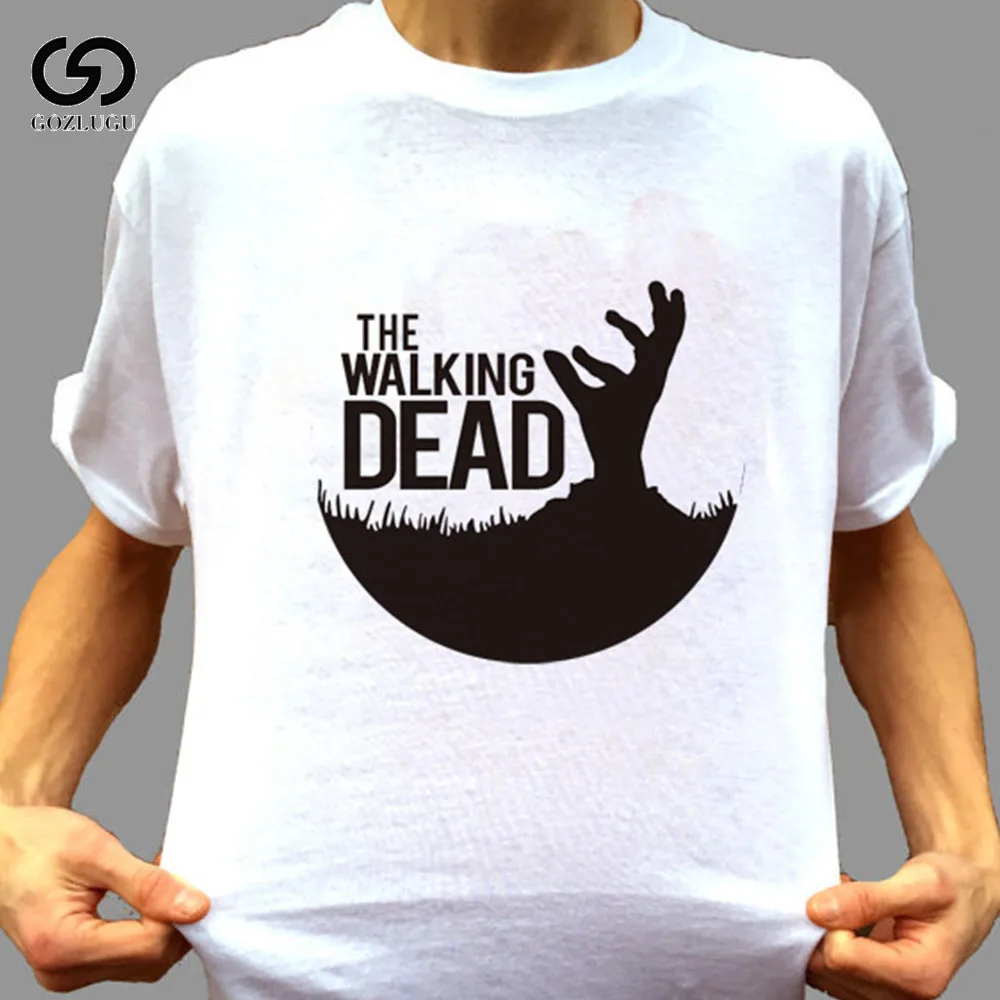 Мужская модная футболка с короткими рукавами; летняя футболка с надписью «Ходячие мертвецы»; Красивая драма; английский принт; Европа и Америка