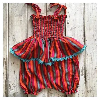 

2020 NEW Baby Girls Infant Romper Clothes set Rainbow Stripe Toddler gallus+pant Outfits Clothing Set