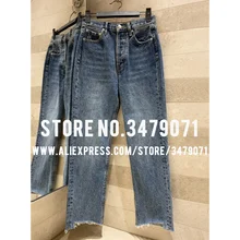 Новинка, джинсы с дырками для ног, высокая талия, эластичная, тонкая талия, тонкие бедра, штаны, повседневные женские штаны