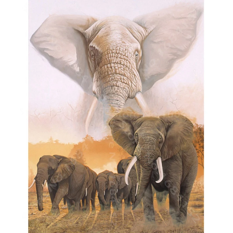 

5D Diy Diamond Painting"Elephant Family"3D Full Square Drill Embroidery Beads Cross Stitch Pattern Wall Decor Gift