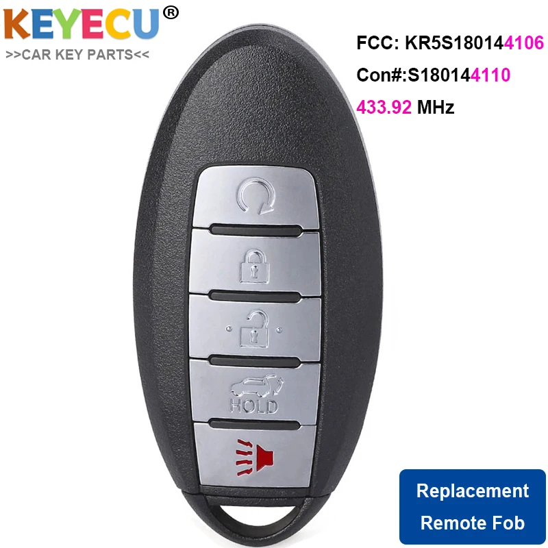 KEYECU Smart Remote Car Key for Nissan Rogue 2017 2018 2019, Fob 5
