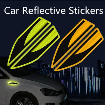 

2 Pcs Car Reflective Stickers Warning Stickers 6colors Movable Waterproof Luminous Decal Sticker For Car Exterior Accessories