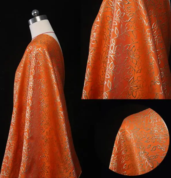 Оранжевый жаккард классическая ткань мешок пальто платье Швейные Патч текстиль diy полиэстер tissu ткань C909