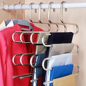 Multi-functional S-type trouser rack stainless steel multi-layer trouser rack traceless adult trouser hanger