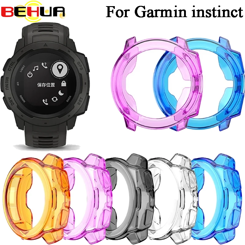 BEHUA Newest Replacement Frame Bracelet Cases Shell for Garmin Instinct Smartwatch Cover TPU Screen Protector Case Watch Frame