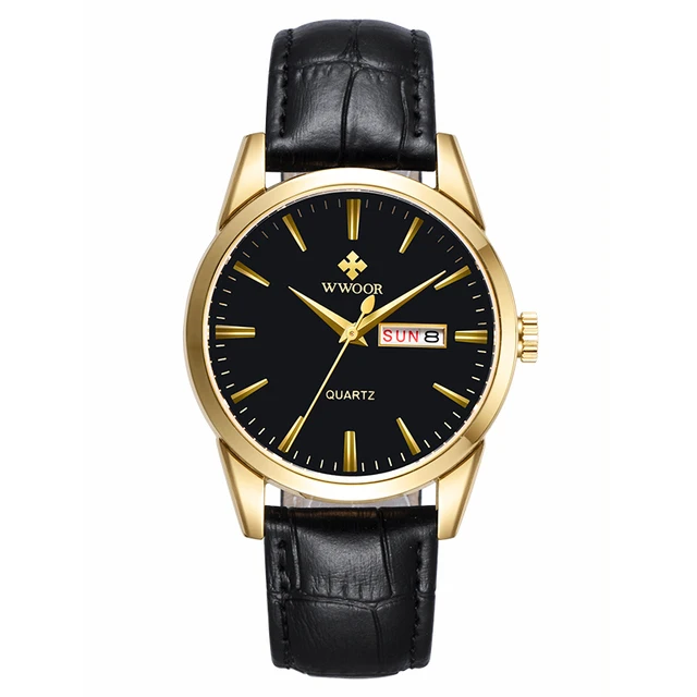 WWOOR Top Brand Luxury Fashion Stop Watches Mens 30ATM Waterproof Square Clock Casual Watch Mens Quartz Wrist Watch Reloj Hombre Gold black