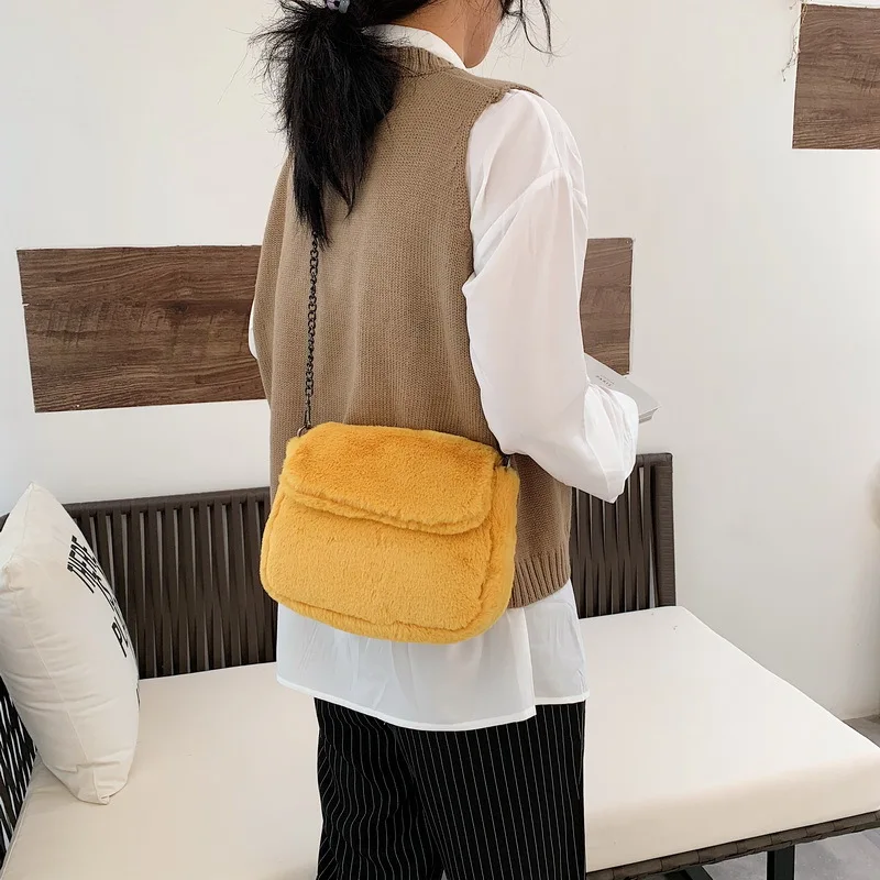 

Soft Wind Small Bag 2019 New Style Fashion Furry Chain Square Sling Bag Korean-style Versatile Fashion GIRL'S Shoulder WOMEN'S B
