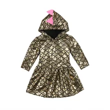 Pudcoco/платье с капюшоном для маленьких девочек на Хеллоуин и Рождество с рисунком динозавра; мини-платья для девочек; детская одежда для девочек