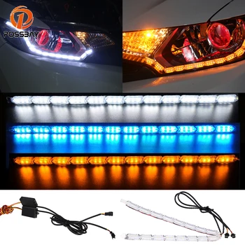 

POSSBAY Flexible LED Car Turn Signal Headlight Waterproof DRL Daytime Running Light Strip Coche Sequential Flow Switchback Lamp