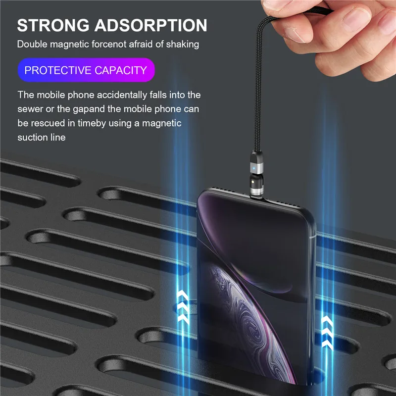 USLION 2020 Новый светодиодный магнитный кабель 3 в 1 USB микро для передачи данных