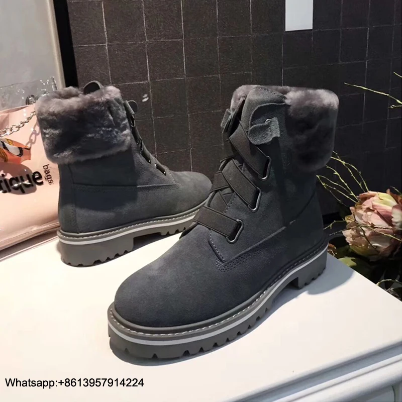 Женские ботинки; chaussures femme; зимние ботинки на низком каблуке; Botas Mujer; шерстяная женская обувь с круглым носком; scarpe donna
