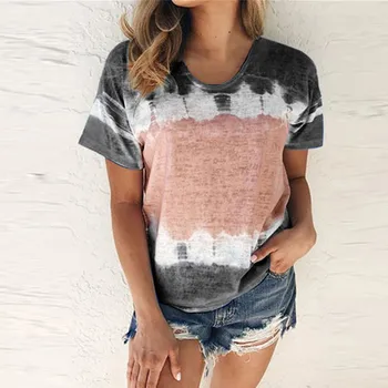 

Tie-dye T-shirt Women Short Sleeve Summer Tops Tee 2020 New Linen T Shirt Women Clothes Loose Casual Tie dyeing tshirt футболка