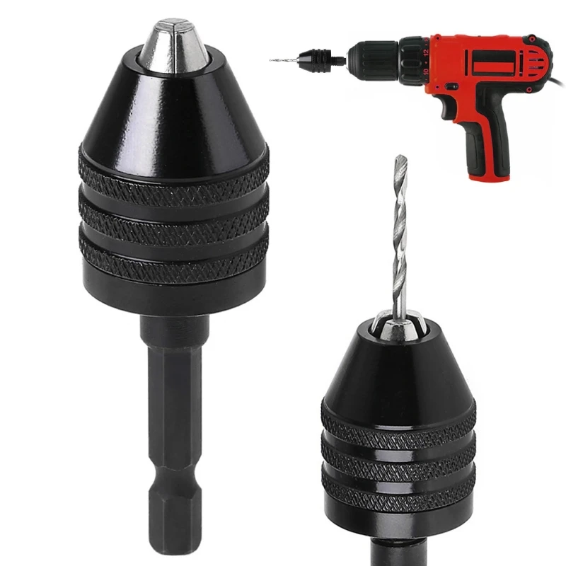

1/4\" Keyless Drill Bit Chuck Adapter Converter Quick Change 0.6-6.5mm Hex Shank WXTC