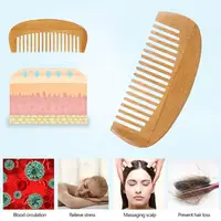 Mini Portable Hair Health Care Natural Peach Wood Comb Close Teeth Bamboo Crescent Shape Head Massage 1