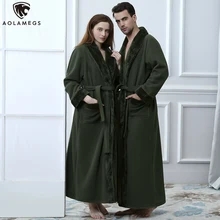 Aolamegs Bathrobe Solid Color Flannel Gown Long Homewear Soft Warm Robe Advanced Baggy Pregnant Cozy Sleepwear Couple Pajamas Aolamegs Bathrobe Solid Color Flannel Gown Long Homewear Soft Warm Robe Advanced Baggy Pregnant Cozy Sleepwear Couple Pajamas