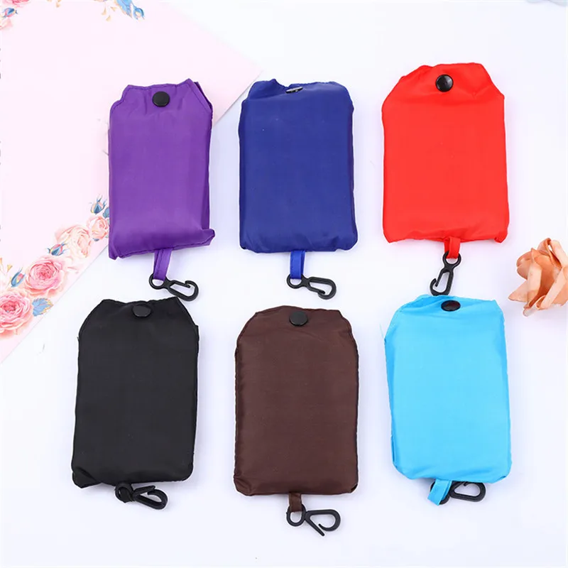 

Pocket Square Folding Tote Bag Solid Color Reusable Shopping Bag Environment Eco-friendly Shopping Bag Polyester Grocery Bag