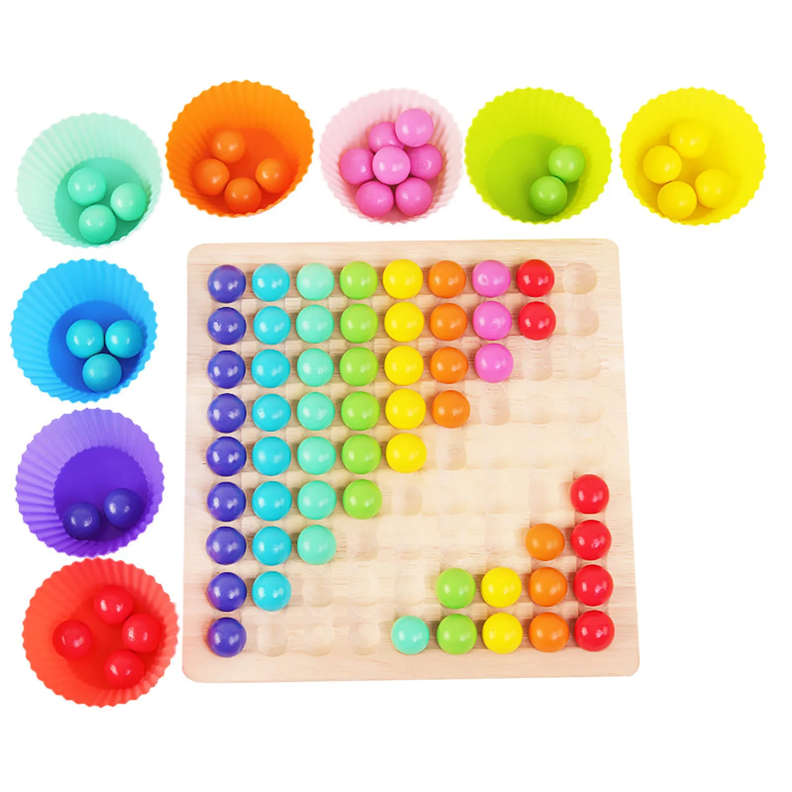 Juguete Arco Iris Clip cuentas Montessori juguetes educativos de madera Clip de perlas de juguete con arcoiris ir a juegos de puntos de juegos