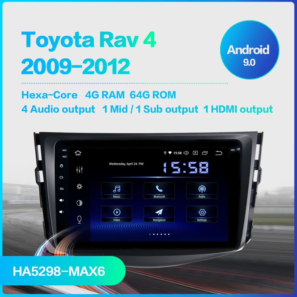 " Android 9,0 Автомобильный мультимедийный плеер для Toyota RAV4 радио 2009 2010 2011 2012 Bluetooth gps-навигатор 1 Din HDMI