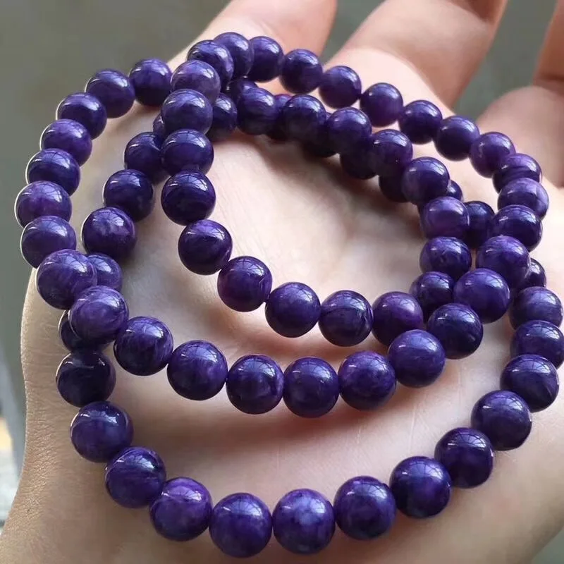

Natural Charoite Buddha Beads Bracelets Water Bowl Head Foot Dragon Design Clear Surface with Light Simple Versatile Clean