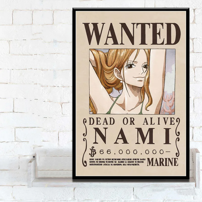 One piece Luffy Wanted плакат классический японский аниме Боевая Горячая картина Искусство Шелковый Холст плакат настенный домашний декор