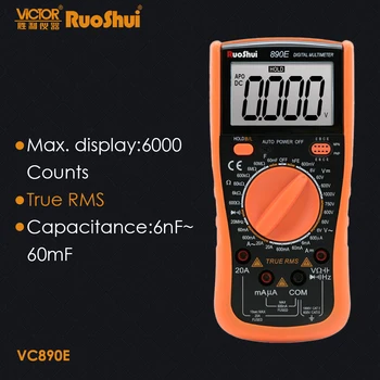 Ruoshui VC890E ac dcデジタルマルチメータ 5999 真の実効値容量抵抗周波数multimetro電気トライオードテスト