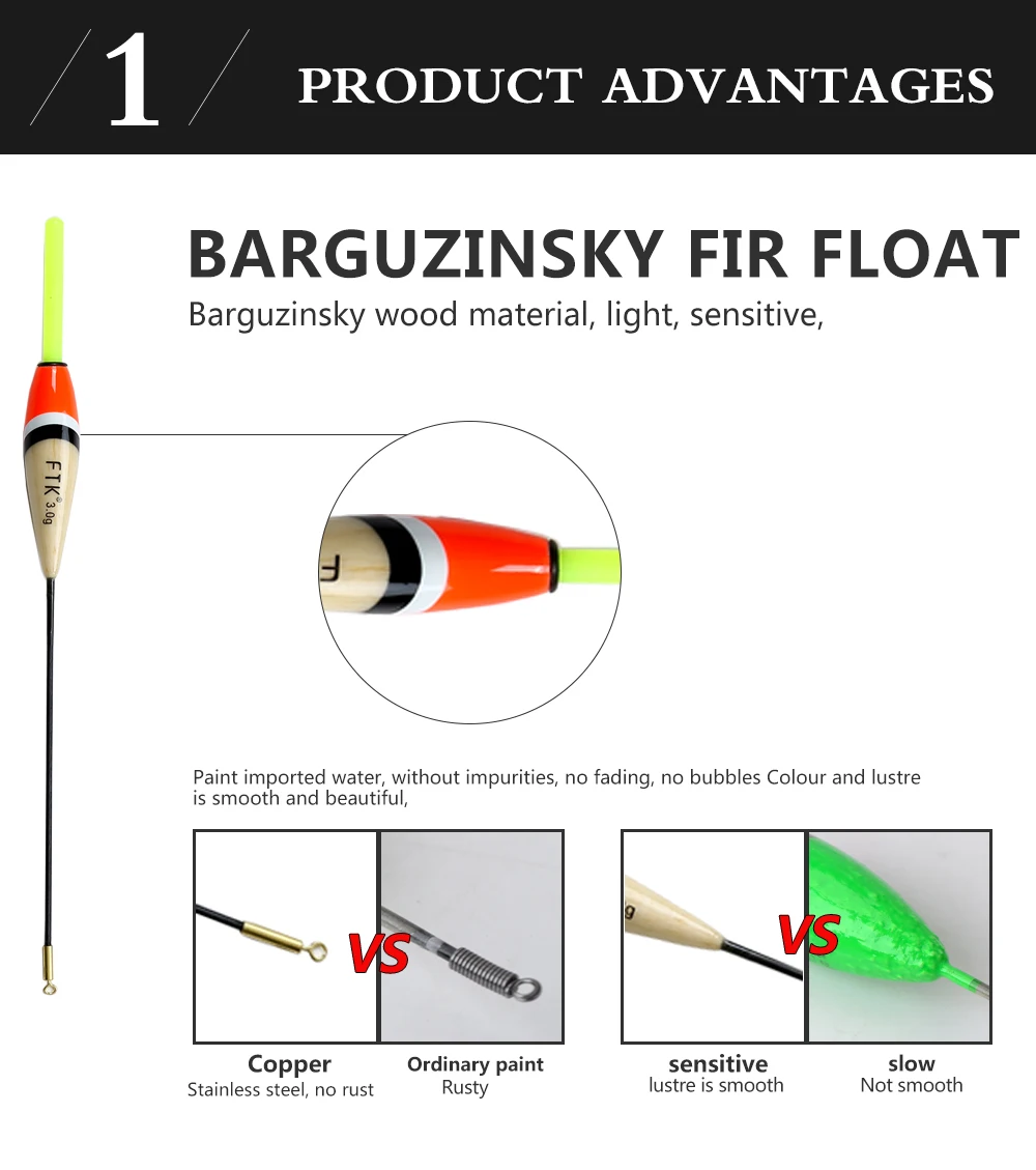 FTK 5 шт./лот Баргузинский ель 3g6g смешанный ВЕС поплавок длина 16 см-23 см поплавок для ловли карпа