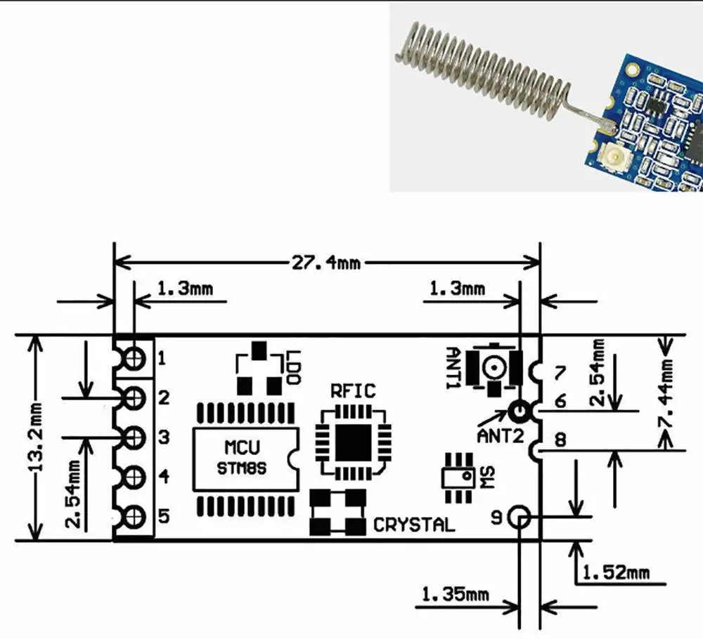 Hc-12 433mh Si4463 беспроводной модуль последовательного порта 1000 м Замена Bluetooth Hc12