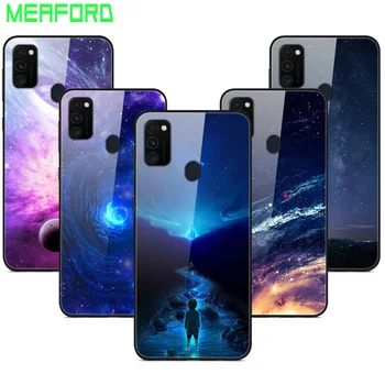 

For Samsung M21 Case Tempered Glass Planet Space Cover for Samsung M21 Galaxy M21 Glass Back Case For Samsung M21 m 21 Coque