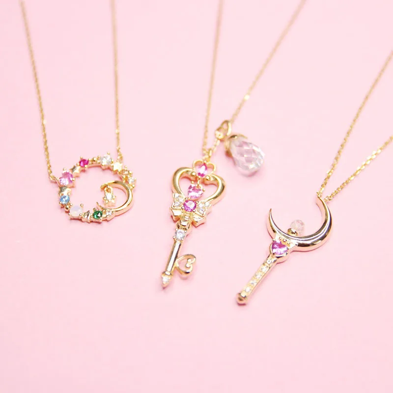 

Anime Sailor Tsukino Usagi Mooon 925 Sterling Silver Necklace Pendants For Women Sweater Necklace Jewelry Gifts For Girls