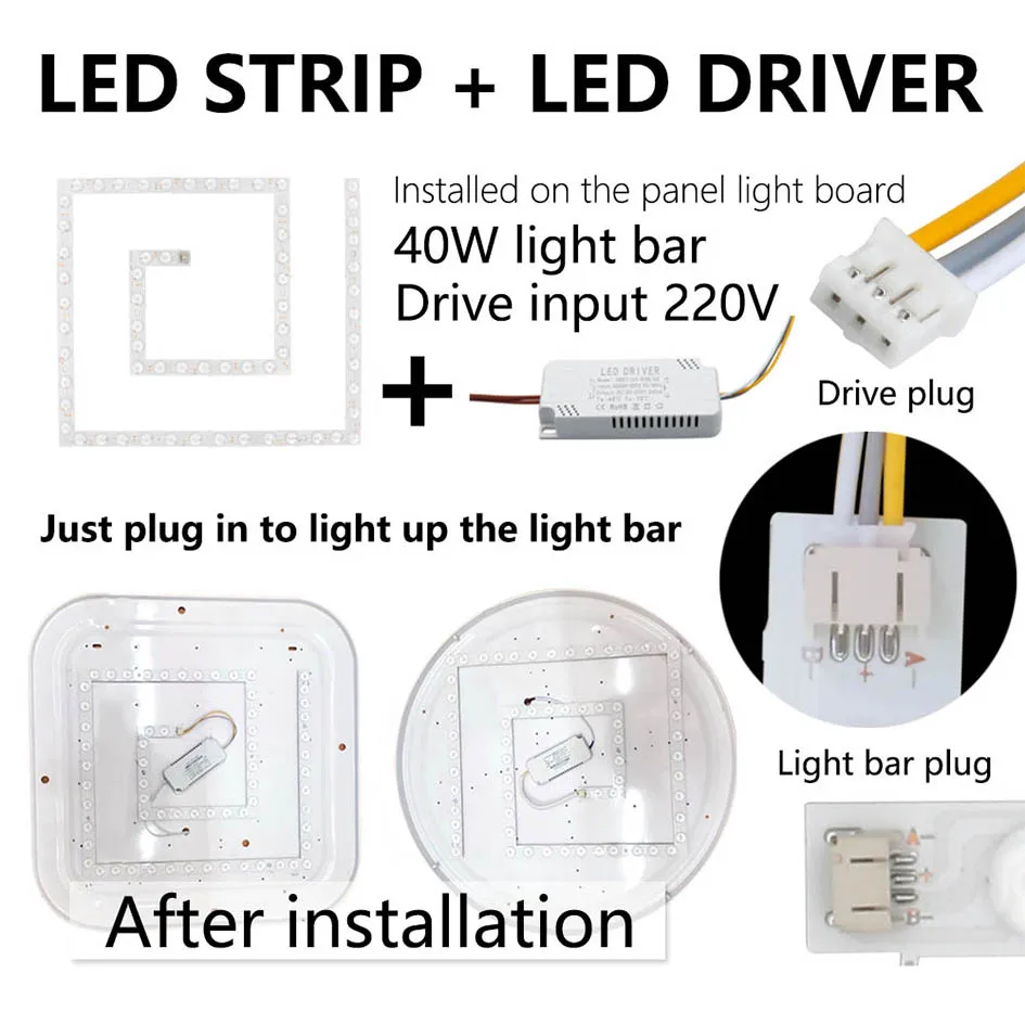 Description Picture 5 of item20W 40W LED ROOM Panel Light Module Board High Power Square Led Lamp Source Wick Remould 220V Ceiling Lights Downlight Backlight