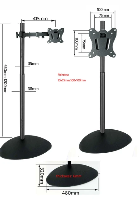 Multi-Function Pivot Mount, 6 Extension, VESA 75 Mounting Plate with Back  Plate