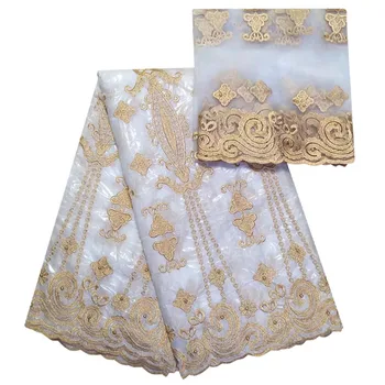 

new cotton bazin fabric african tissu riche getzner brode getzner riche fabric with beads with 2yards tulle lace T2-Y21