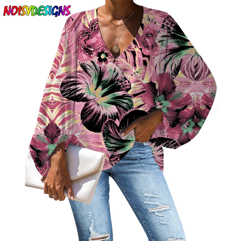 

Женская блузка с длинным рукавом, с цветочным принтом