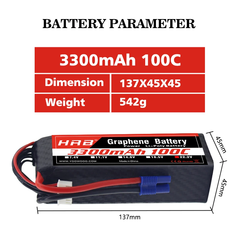 HRB графеновая батарея 6S 22,2 V 3300mah 100C XT60-T разъём для LiPo батарей батарея для Goblin 570 вертолет AlIGN T-REX 450L RC автомобиль Лодка