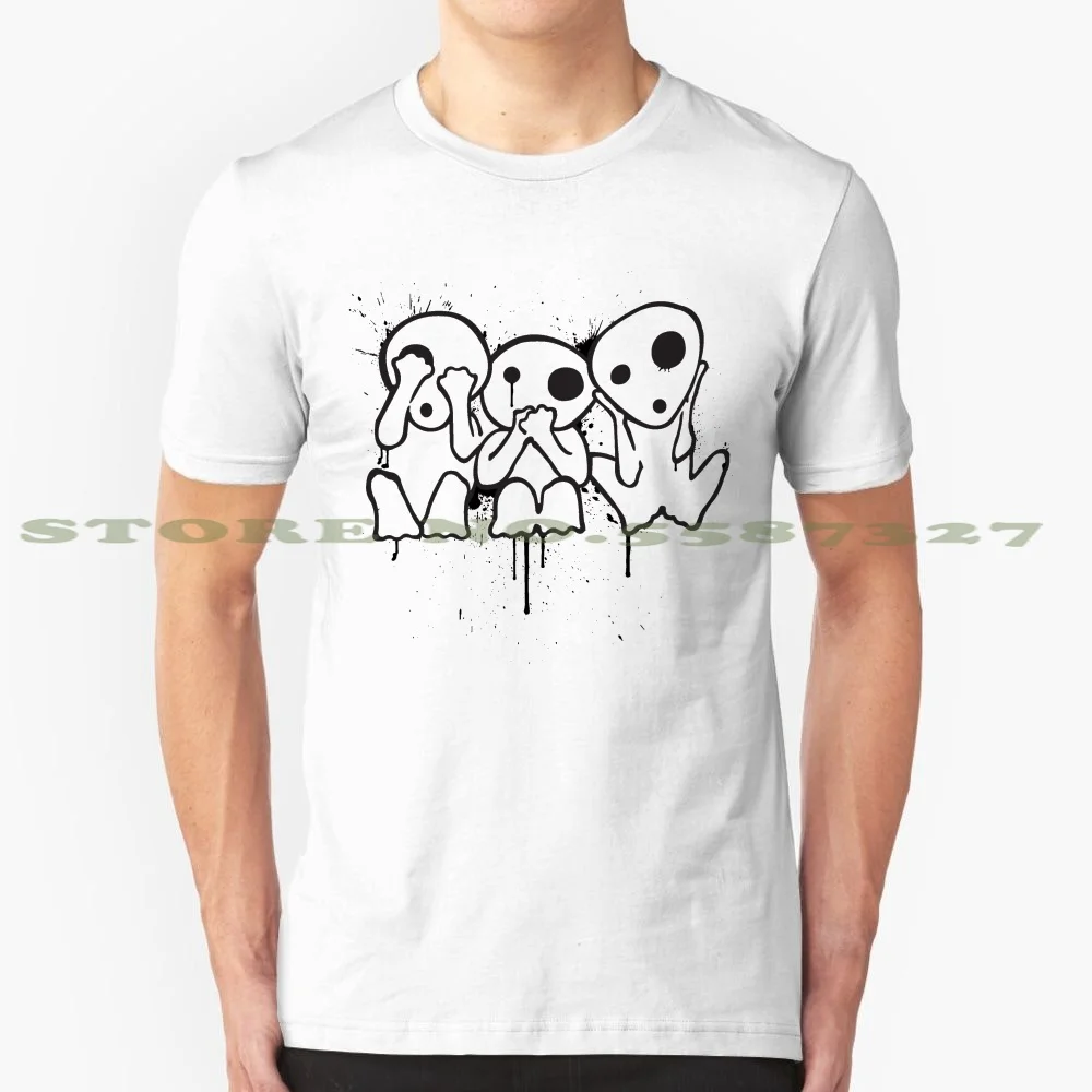 Модная Винтажная Футболка Kodama (дерево духи) футболки с надписью See No Evil и Ши Totoro