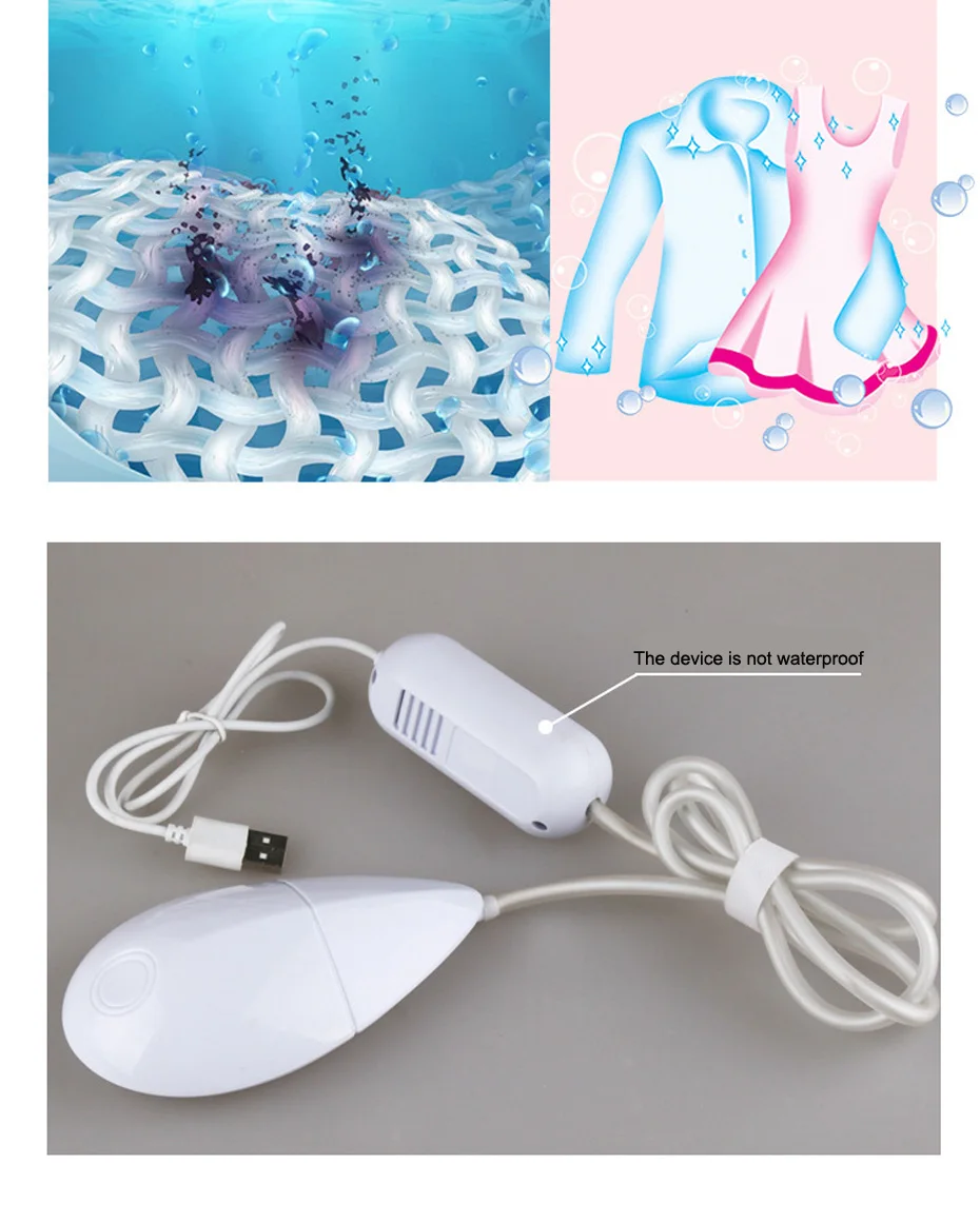 Mini Ultrasonic Vibration Washing Machine Ultrasound Laundry Cleaning for Stains on Clothes Jewelry  eyeglasses vegetables